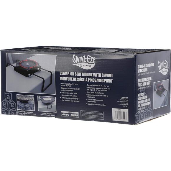 Attwood 15700-3 Seat Mount, Clamp-On With Swivel, from 7 ½ to 18 '' Black, - Picture 1 of 7